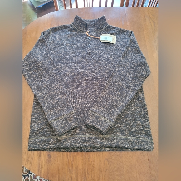 Mens Weatherproof Vintage Button Mock Neck Sweater Chocolate Brown Size L - Picture 3 of 12